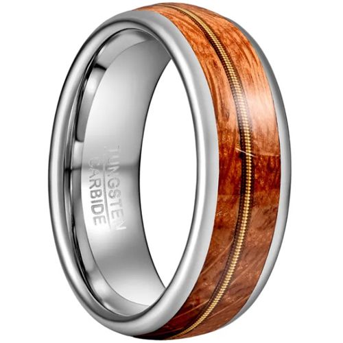 **COI Tungsten Carbide Silver Rose Wire Ring With Wood-9380AA