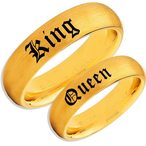 Jewelgenics Her King His Queen Matching Couple Rings Sets Stainless Steel  Crystal Gold Plated Ring Stainless Steel Gold Plated Ring Set Price in  India - Buy Jewelgenics Her King His Queen Matching