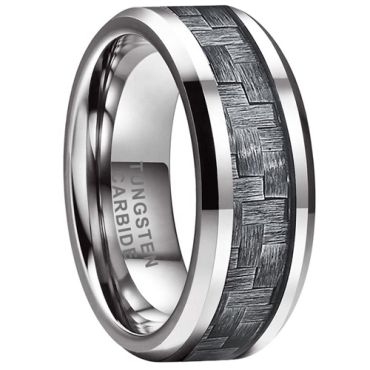 **COI Tungsten Carbide Beveled Edges Ring With Carbon Fiber-7315