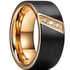 ***COI Tungsten Carbide Black Rose Ring With Cubic Zirconia-00221DD