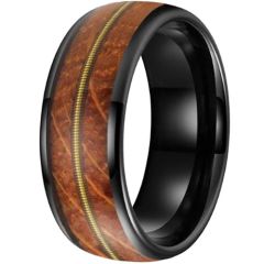 **COI Tungsten Carbide Black/Gold Tone/Rose/Silver Wire Rope Ring With Wood-9846DD