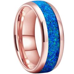 **COI Tungsten Carbide Rose/Gold Tone/Silver Crushed Opal Dome Court Ring-9848DD