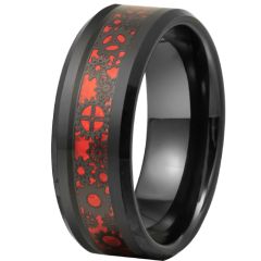 **COI Black Tungsten Carbide Gears Beveled Edges Ring-9895DD